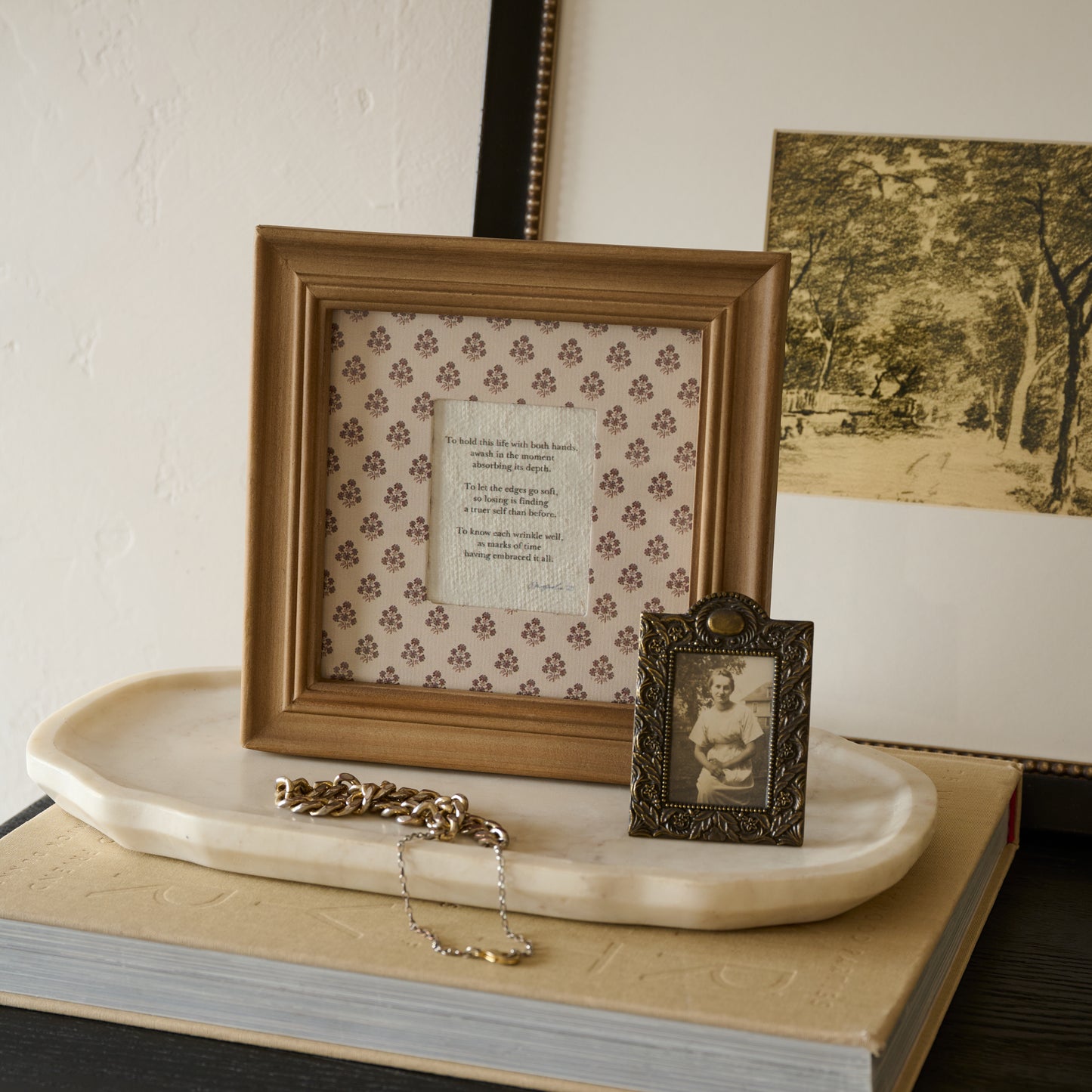 To Hold This Life Framed Poem shown styled on table