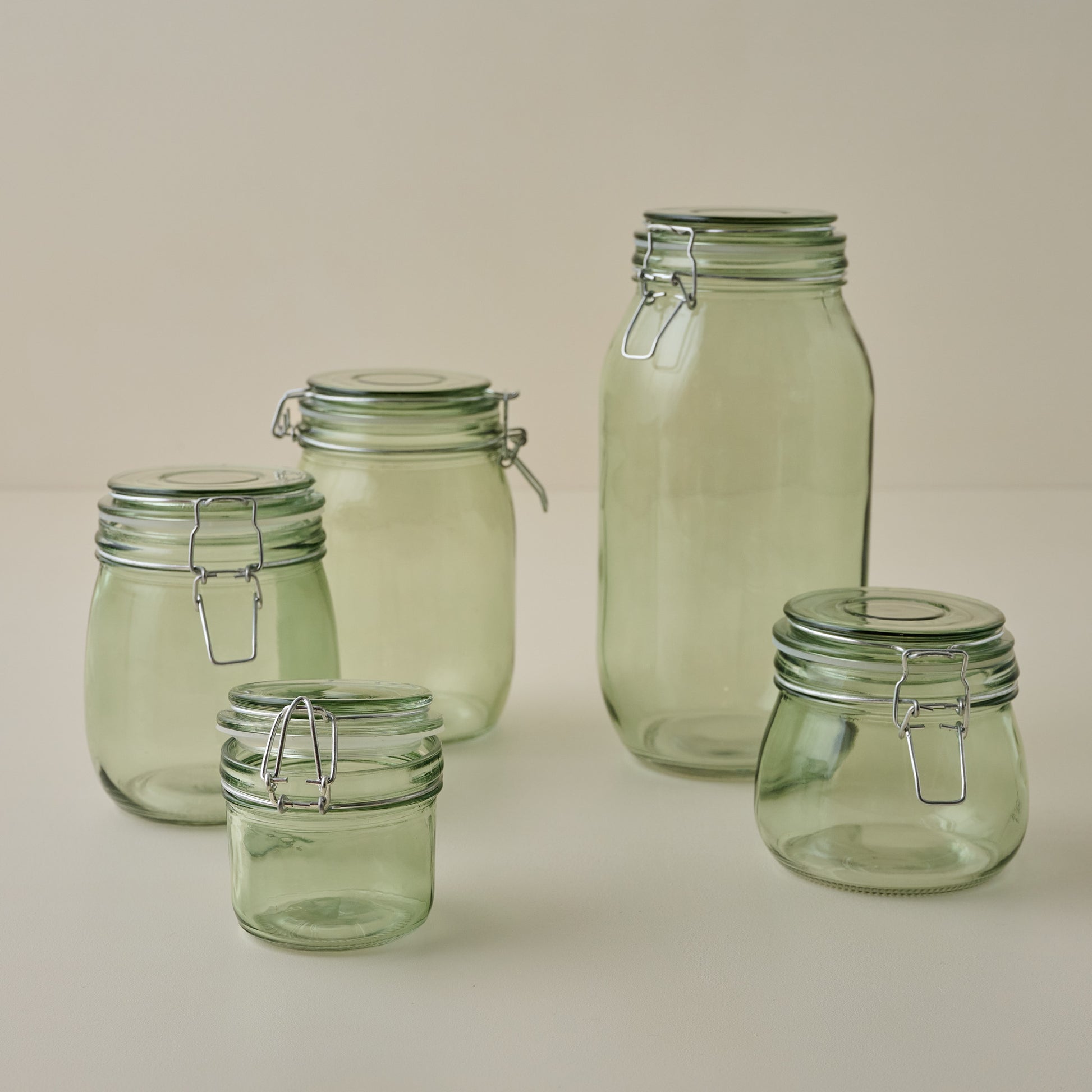 Magnolia Green Glass Storage Jars