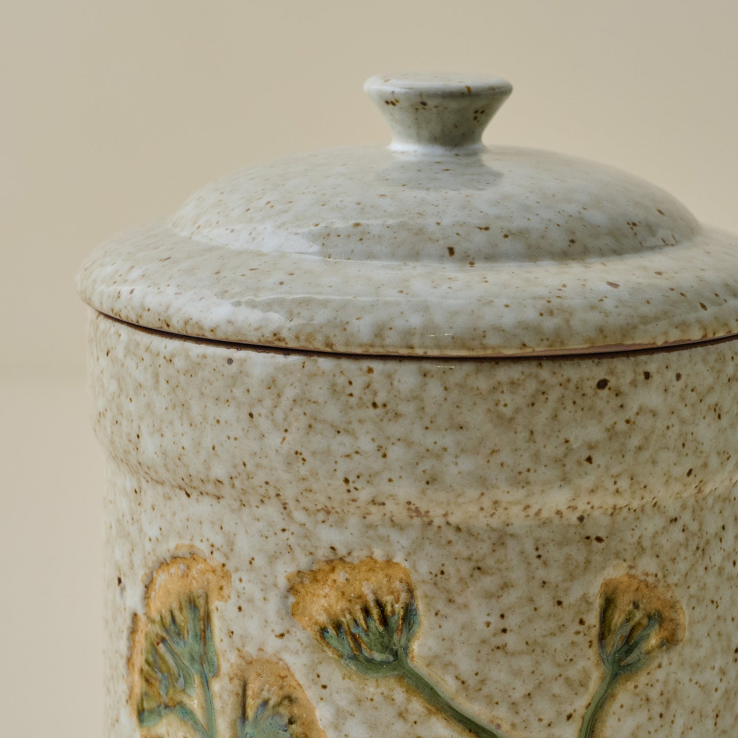 Golden Wildflower Canister up close