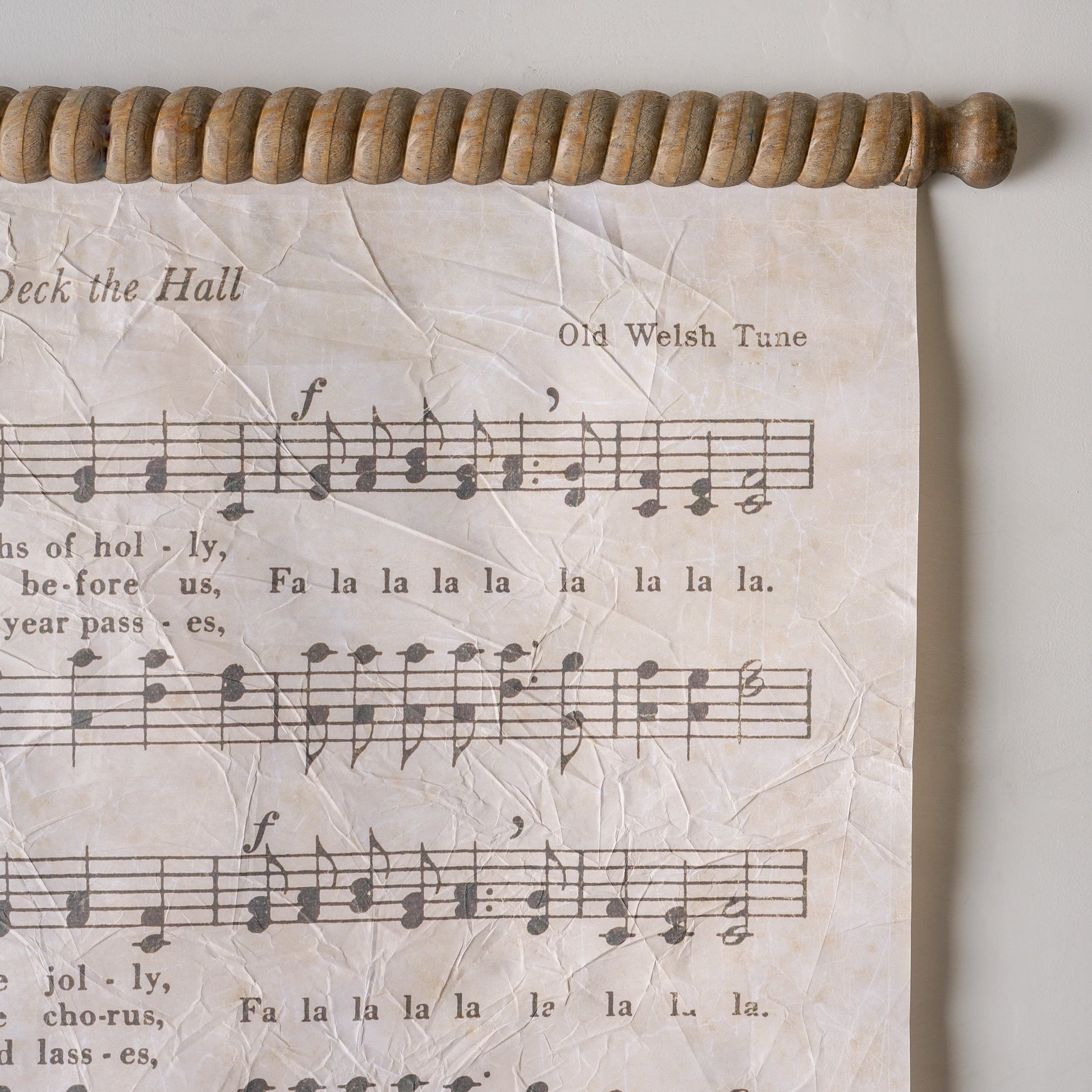 Vintage Deck the Halls Tapestry up close