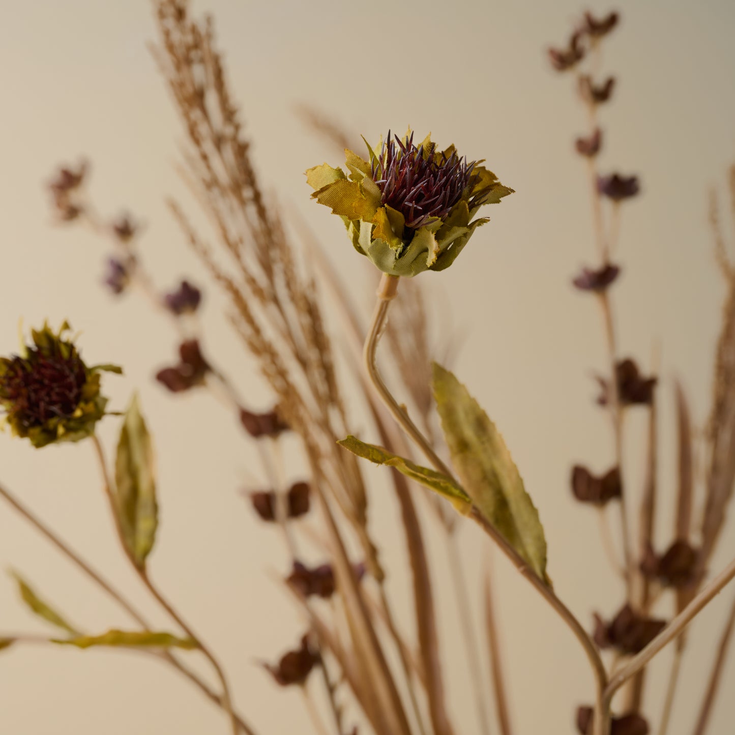 Autumnal Mixed Floral Bouquet in Pum up close