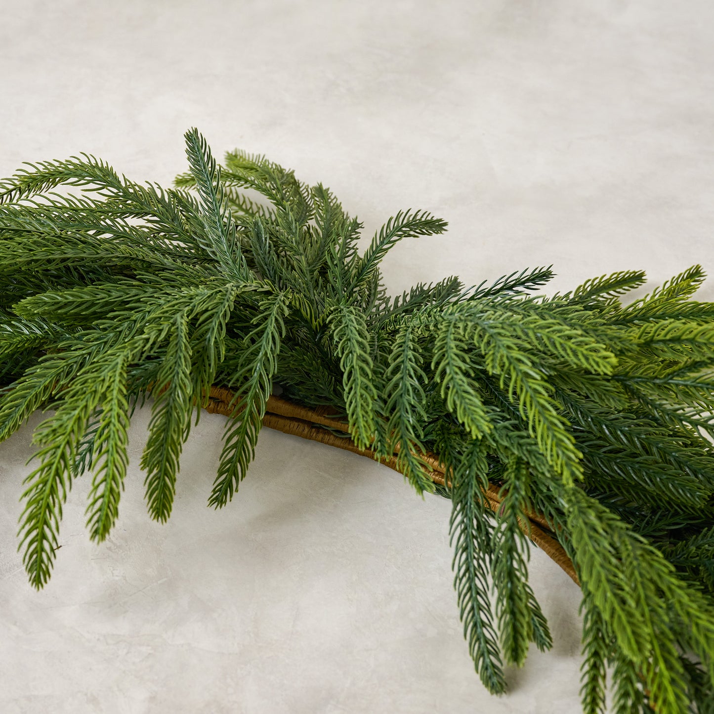 Real Touch Norfolk Pine Mantel Swag - 72" up close