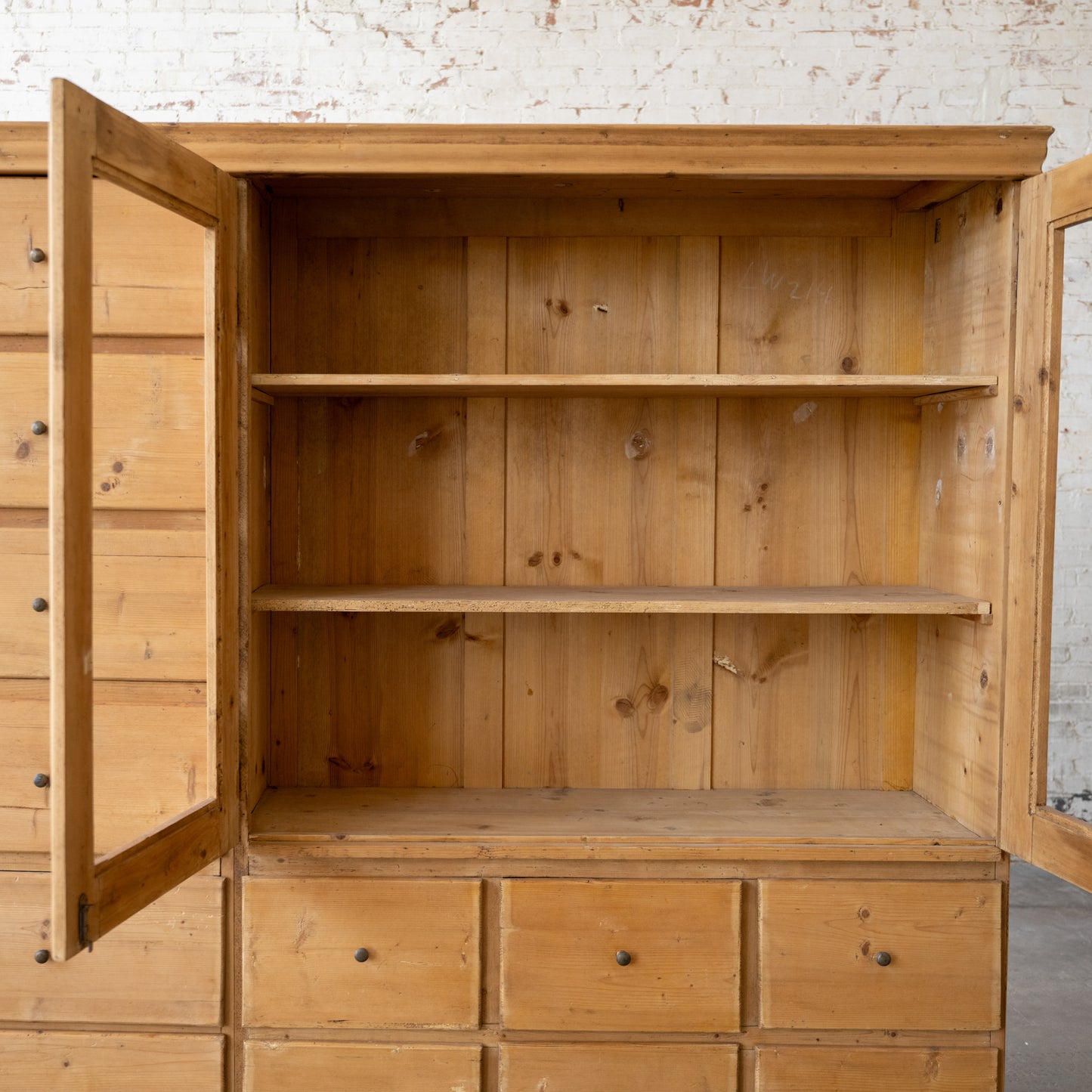 Vintage Danish Pine Cabinet doors open