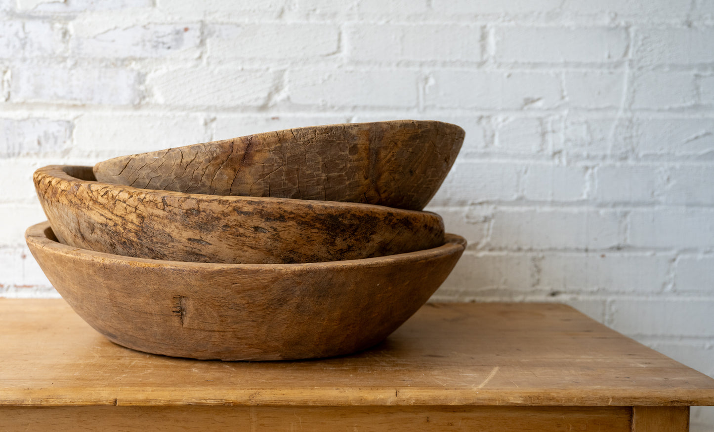 Found Large Teakwood Bowl stacked