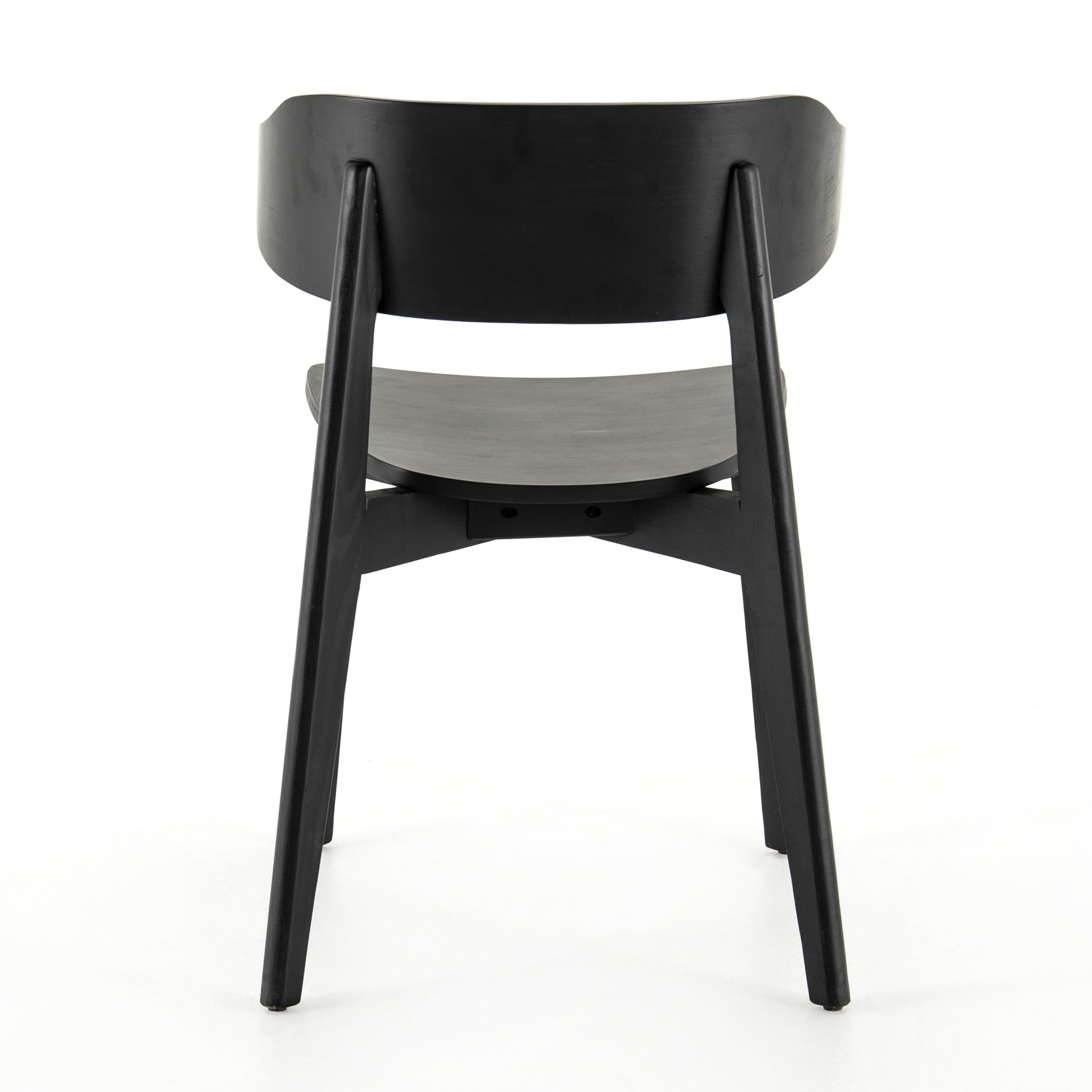modern black wood curved back dining chair