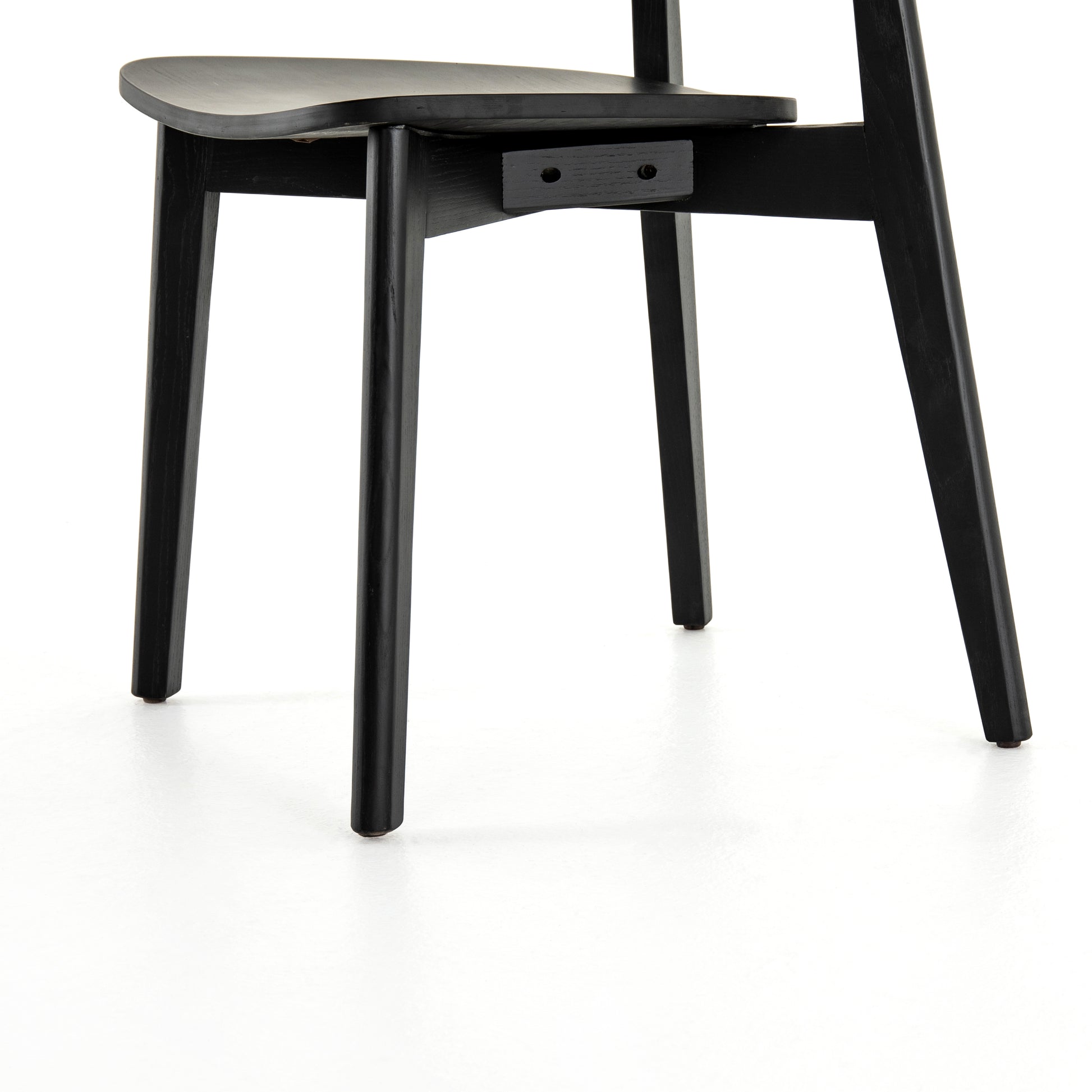 modern black wood curved back dining chair