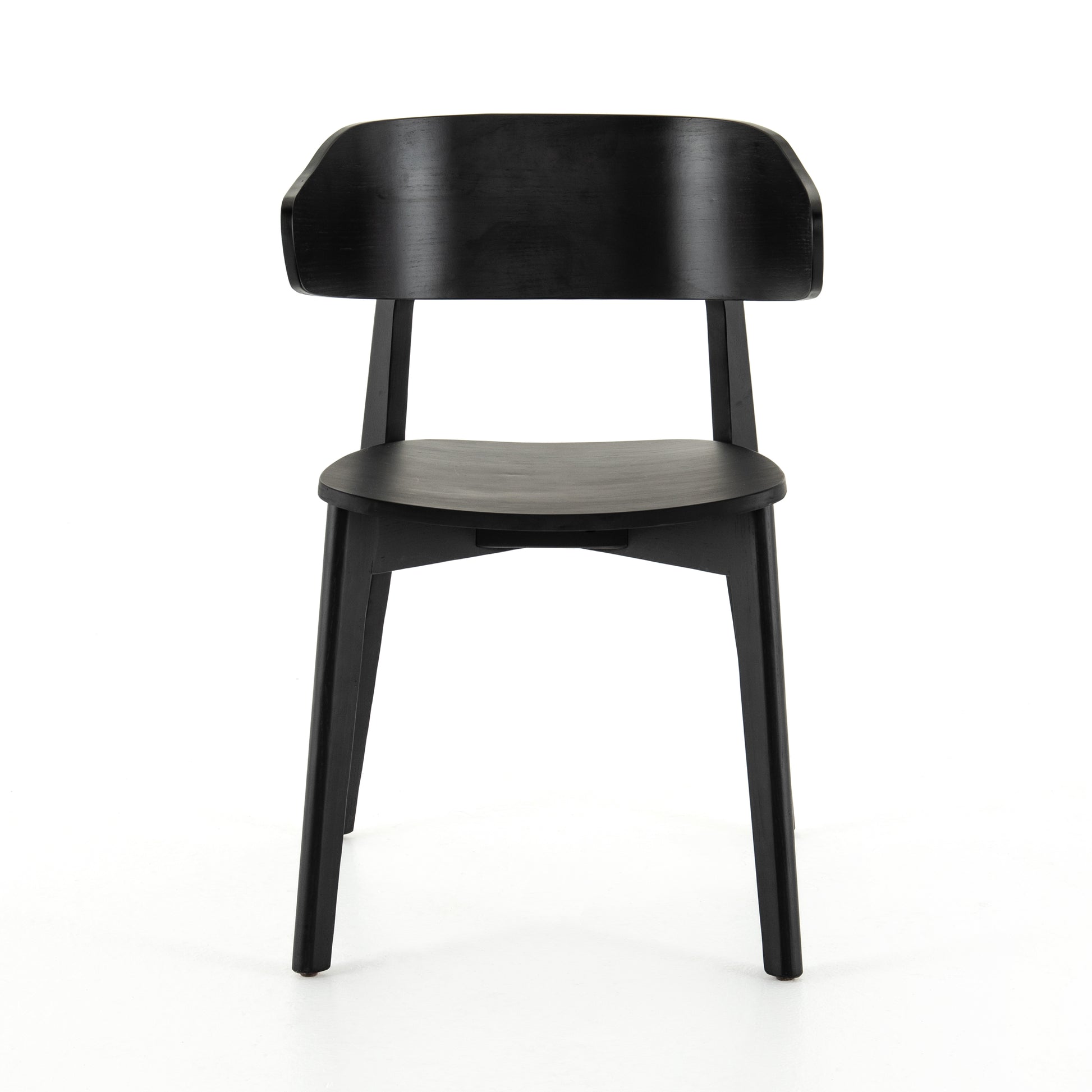 modern black wood curved back dining chair