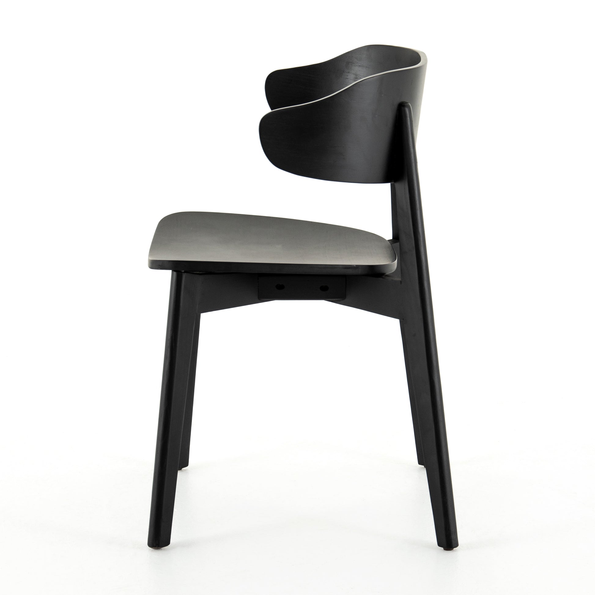 modern black wood curved back dining chair