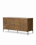 Liam 9 Drawer Dresser in amber oak front view angled