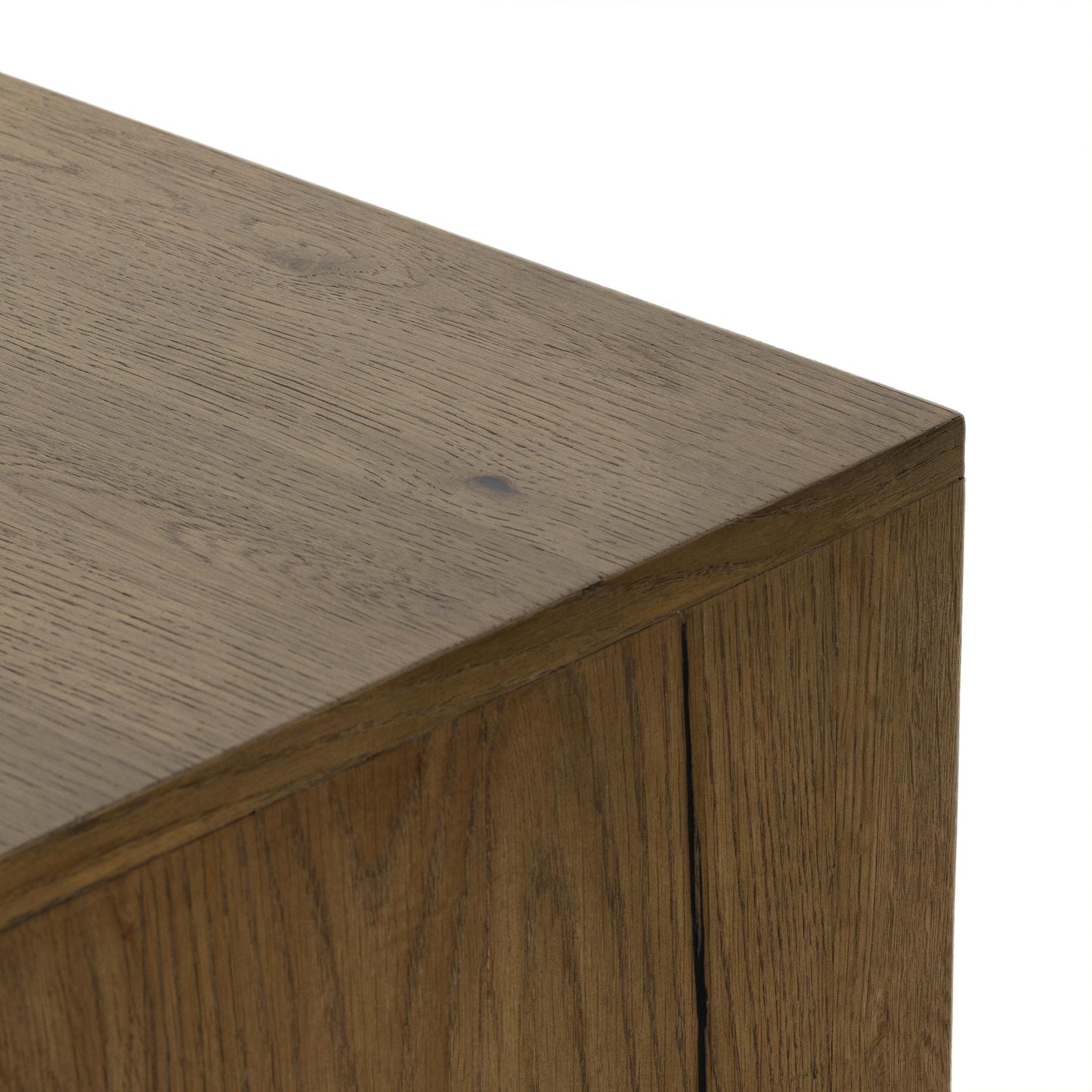 Liam 5 Drawer Dresser in amber oak close up of back corner