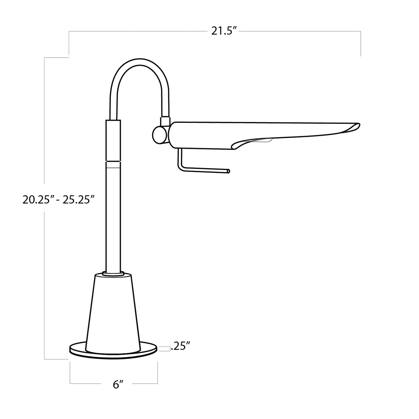 Linear Natural Brass Task Lamp dimensions