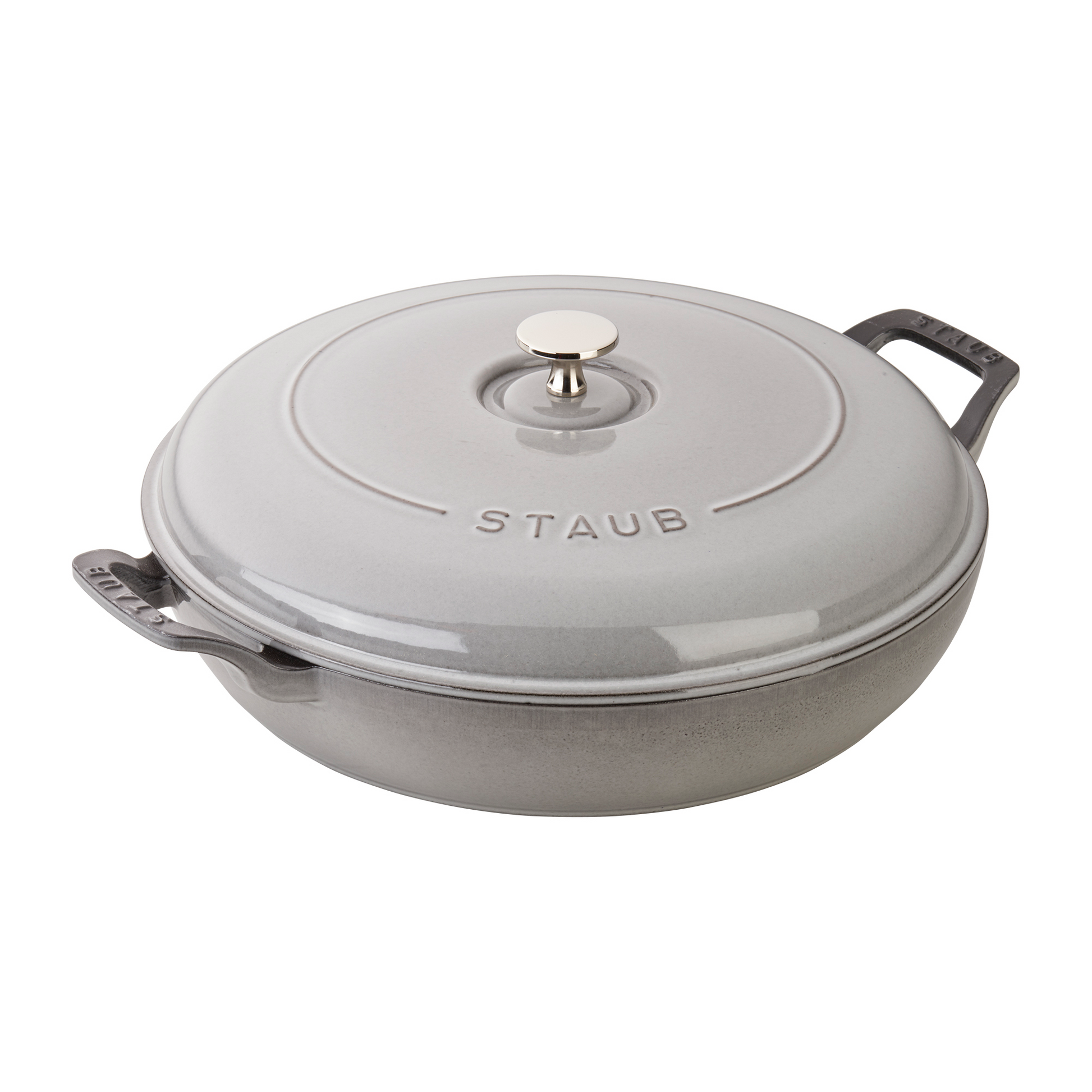staub lidded cast iron braiser in graphite grey