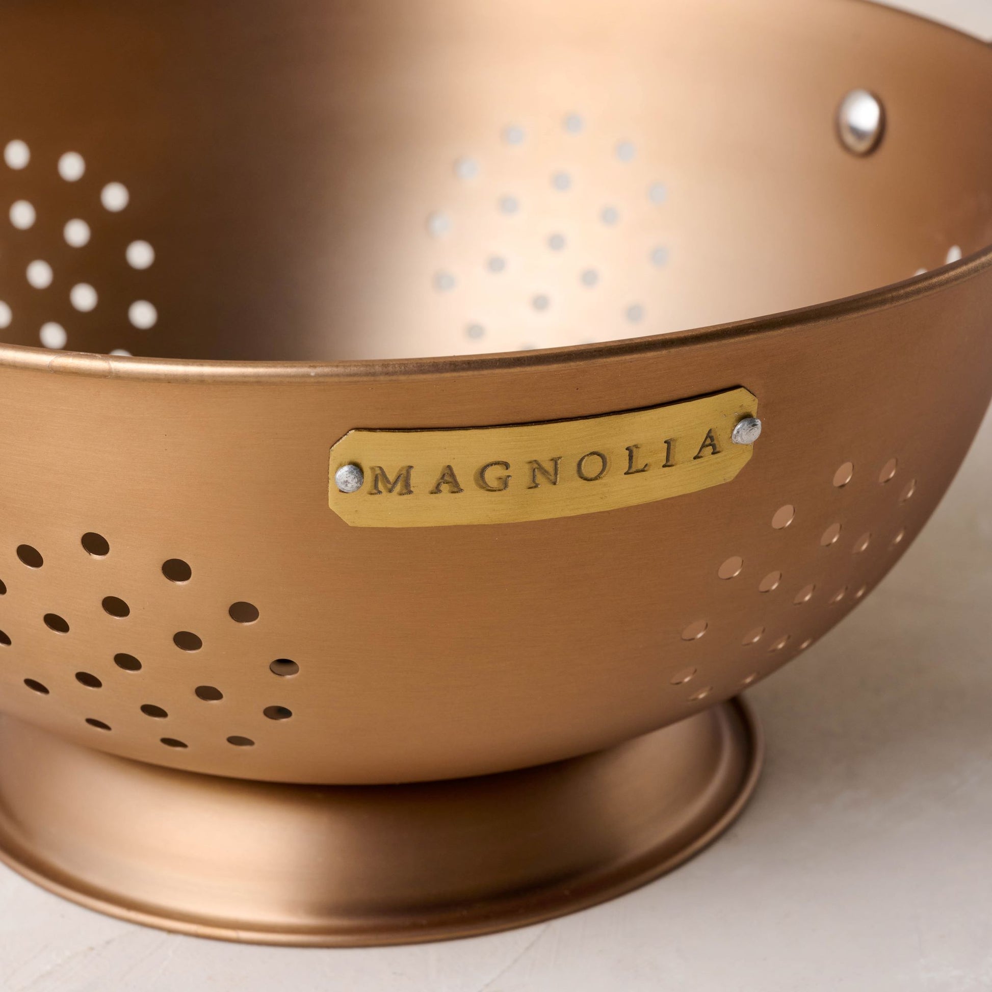 Magnolia three quart Copper and Brass Colander