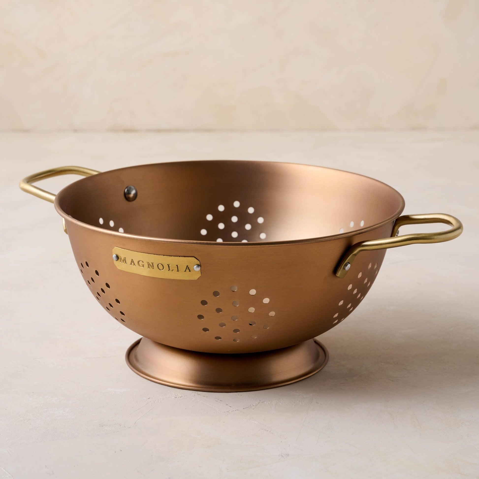 Magnolia three quart Copper and Brass Colander