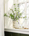 Green Leaf Branch in green and white distressed vase