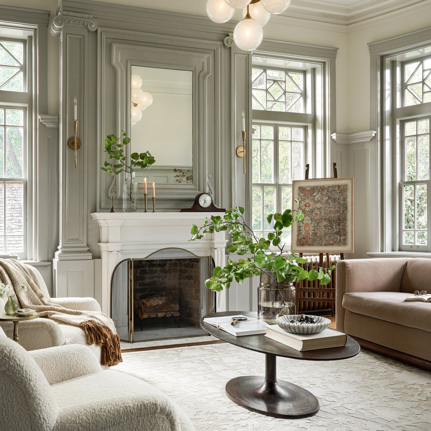 Tallin Framed Textile in the living room of Magnolia Castle featured on fixer upper