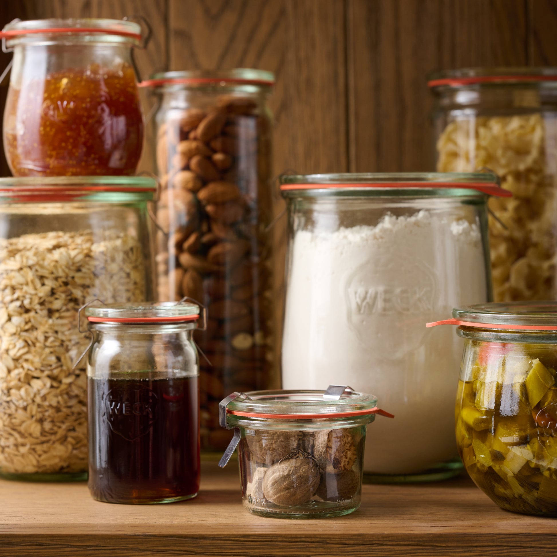 Weck 905 1/2 L Cylindrical Jar with other weck jars used for canning