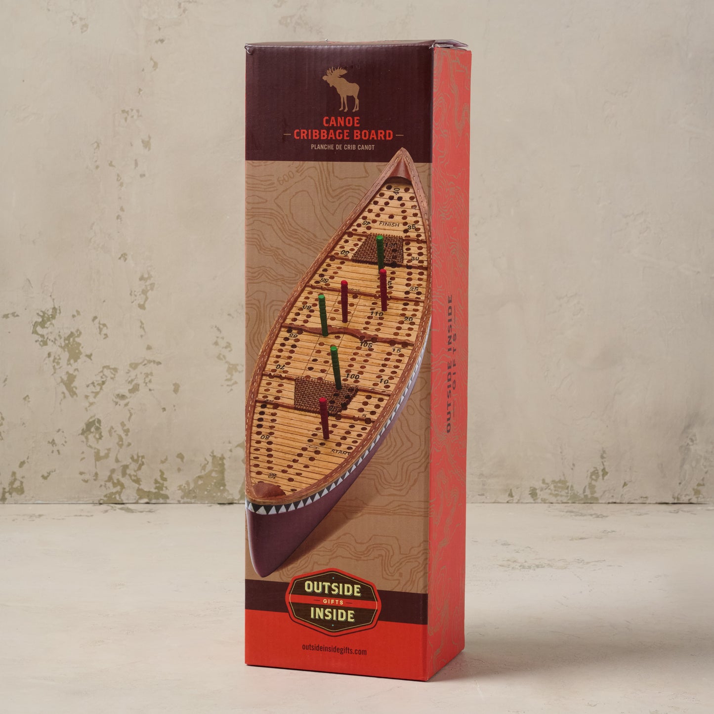 Canoe Cribbage Board in box