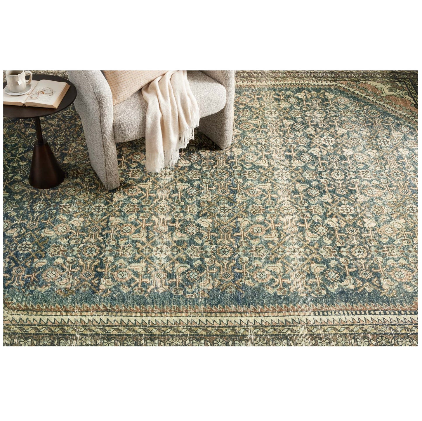 Banks Denim Clay Rug under a chair
