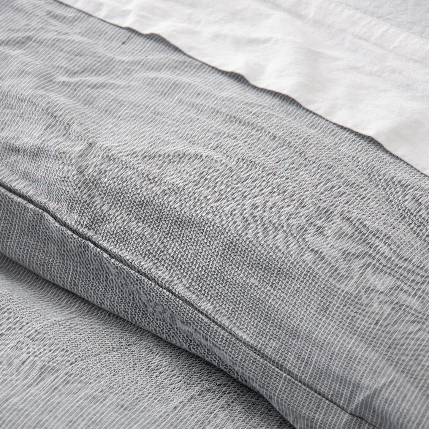 magnolia linen cotton duvet cover bedding in charcoal stripe