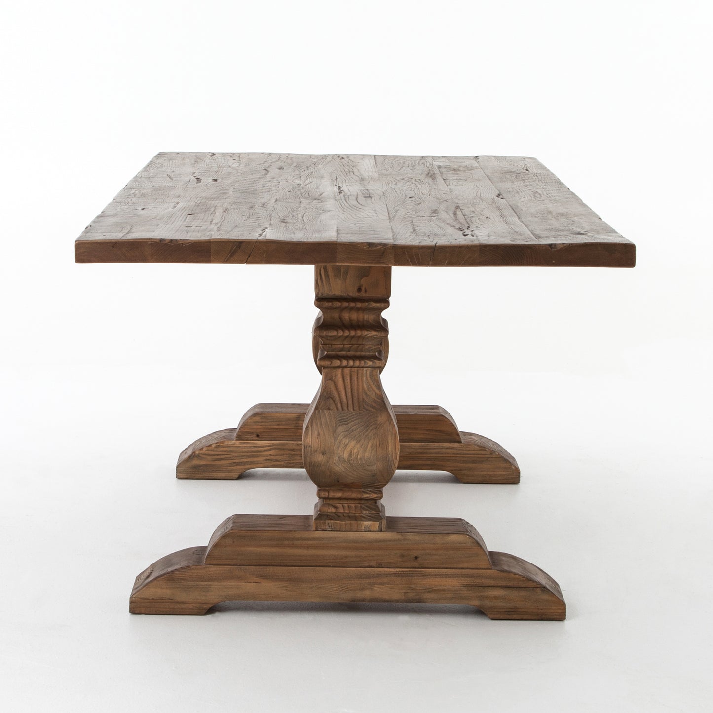 traditional wooden trestle base dining table