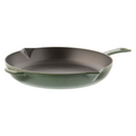 Staub 12 inch cast iron fry pan in basil green