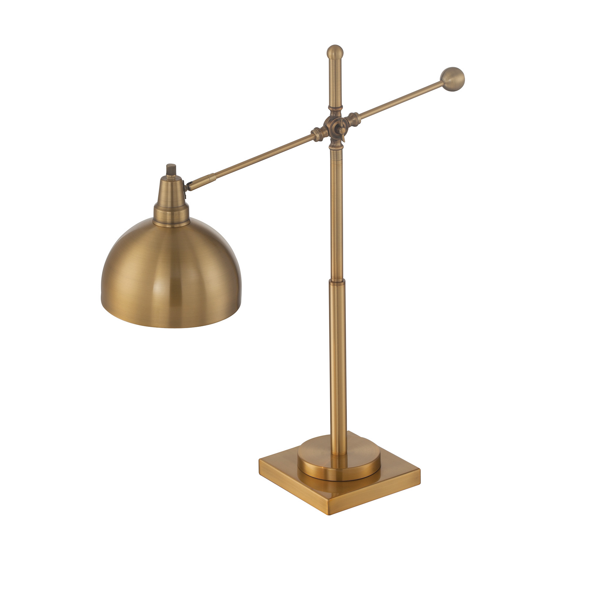 brass metal table lamp with adjustable arm