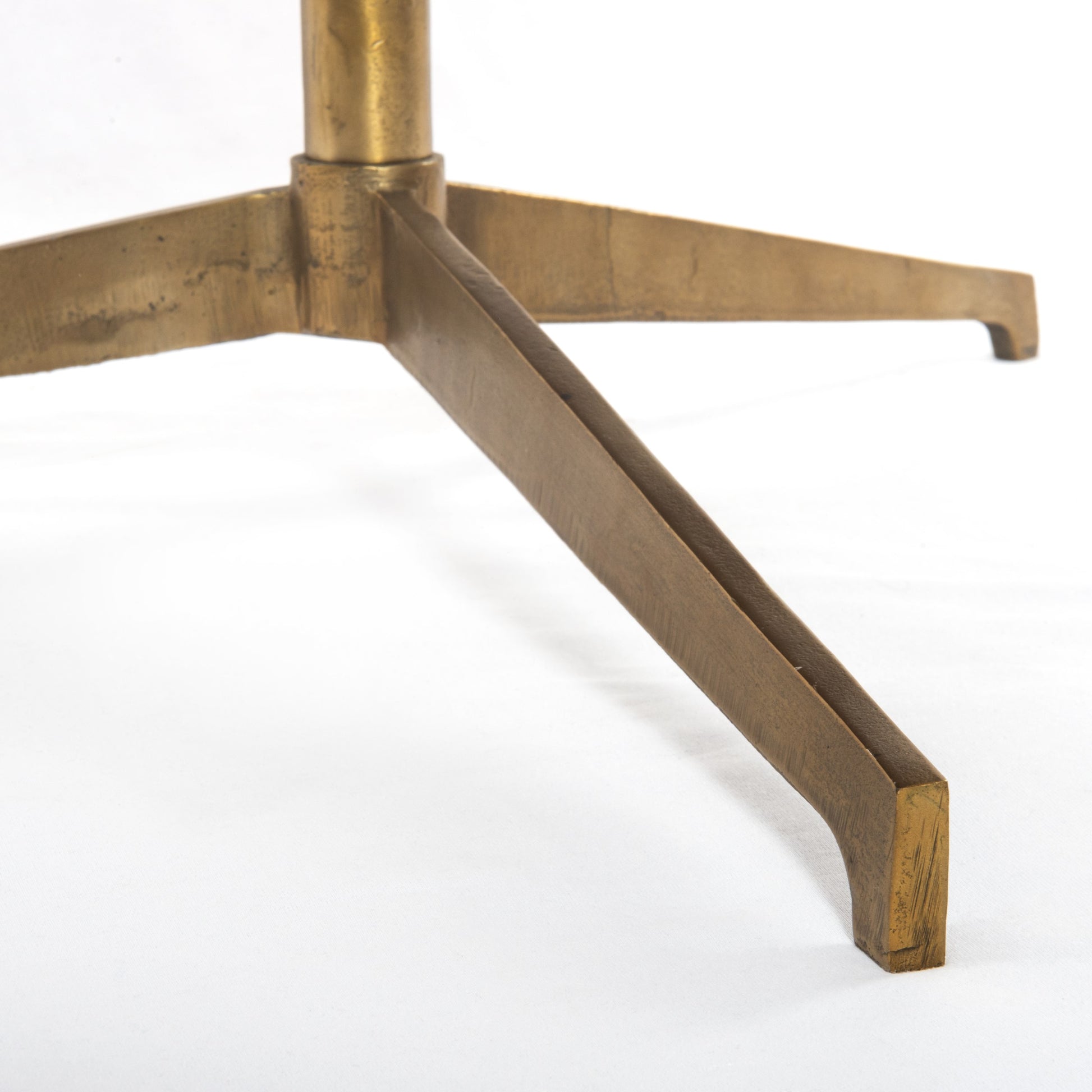 modern pedestal coffee table with antique brass base and white marble round top