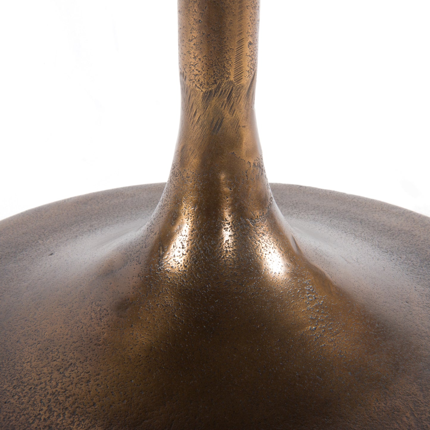 metal end table with antique rust finish