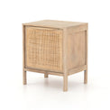 modern natural wooden nightstand with natural cane front cabinet door