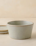 French Grey Ceramic Food Storage Bowl with top off