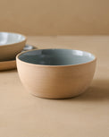 Lakelynn Cereal Bowl with blue glazed interior and tan exterior