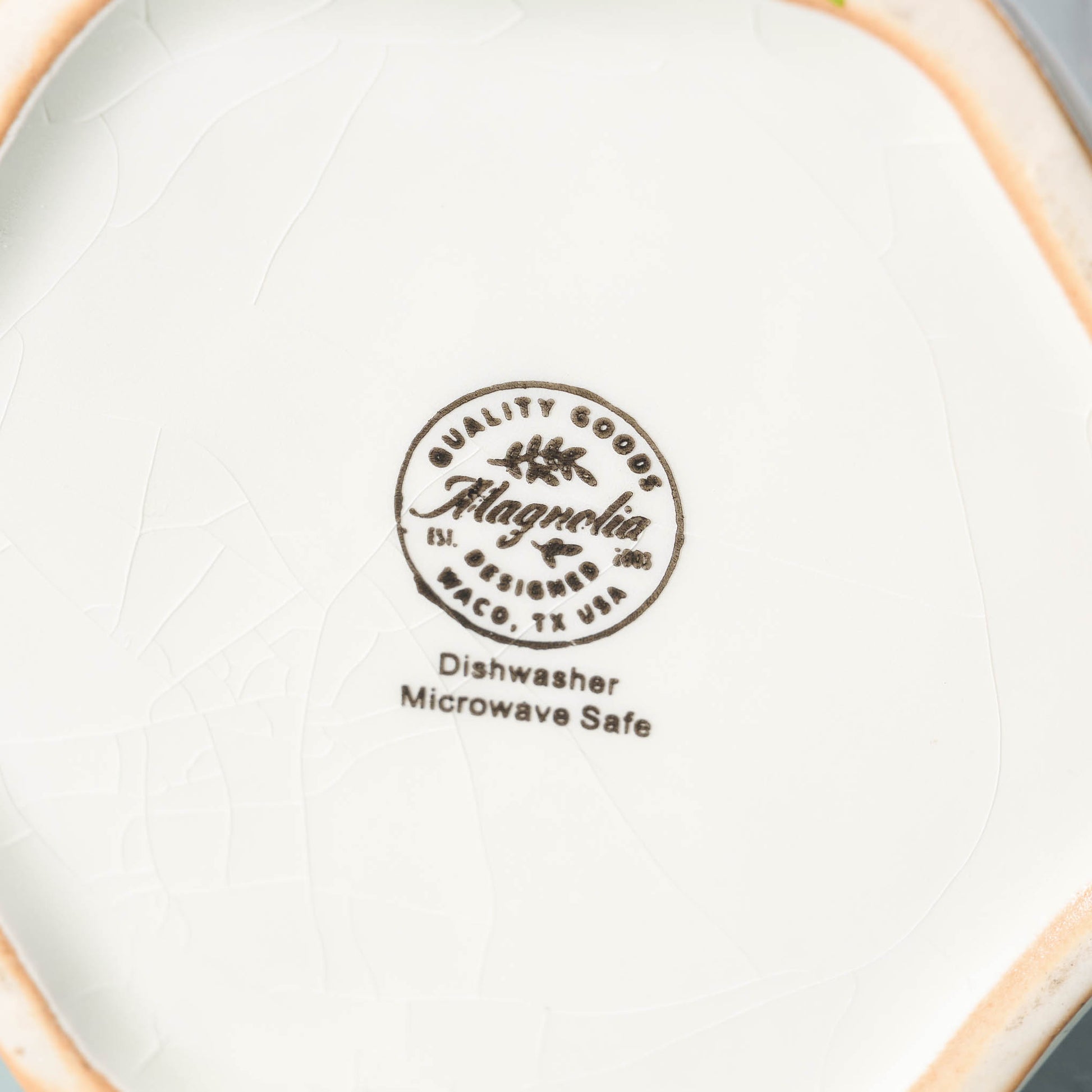 Magnolia script logo on bottom of Vintage-Inspired Crackle Pitcher