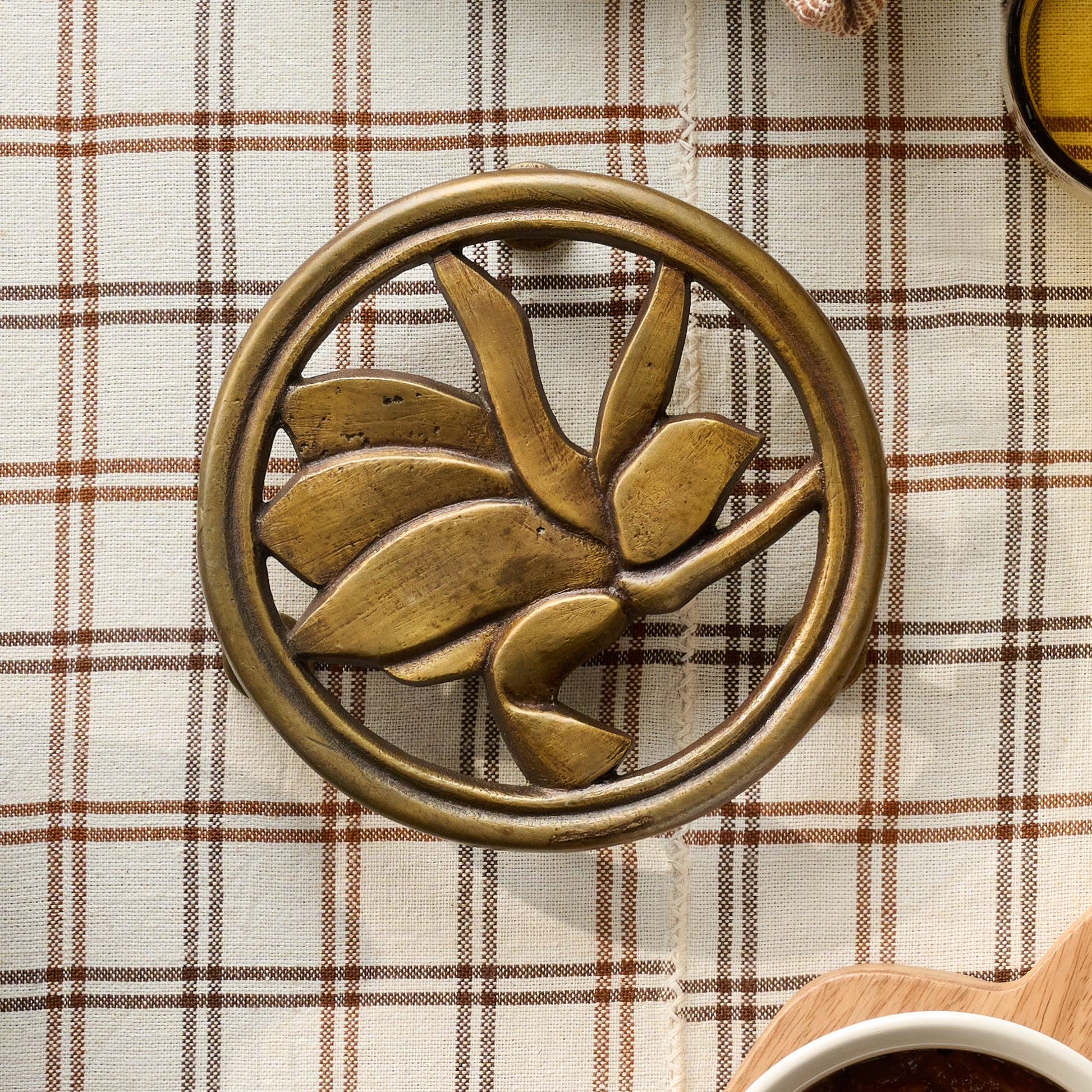 Magnolia Antique Brass Trivet