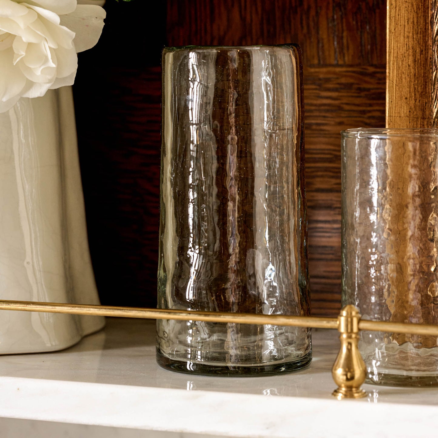 Rustic Glass Tumbler in large size on shelf