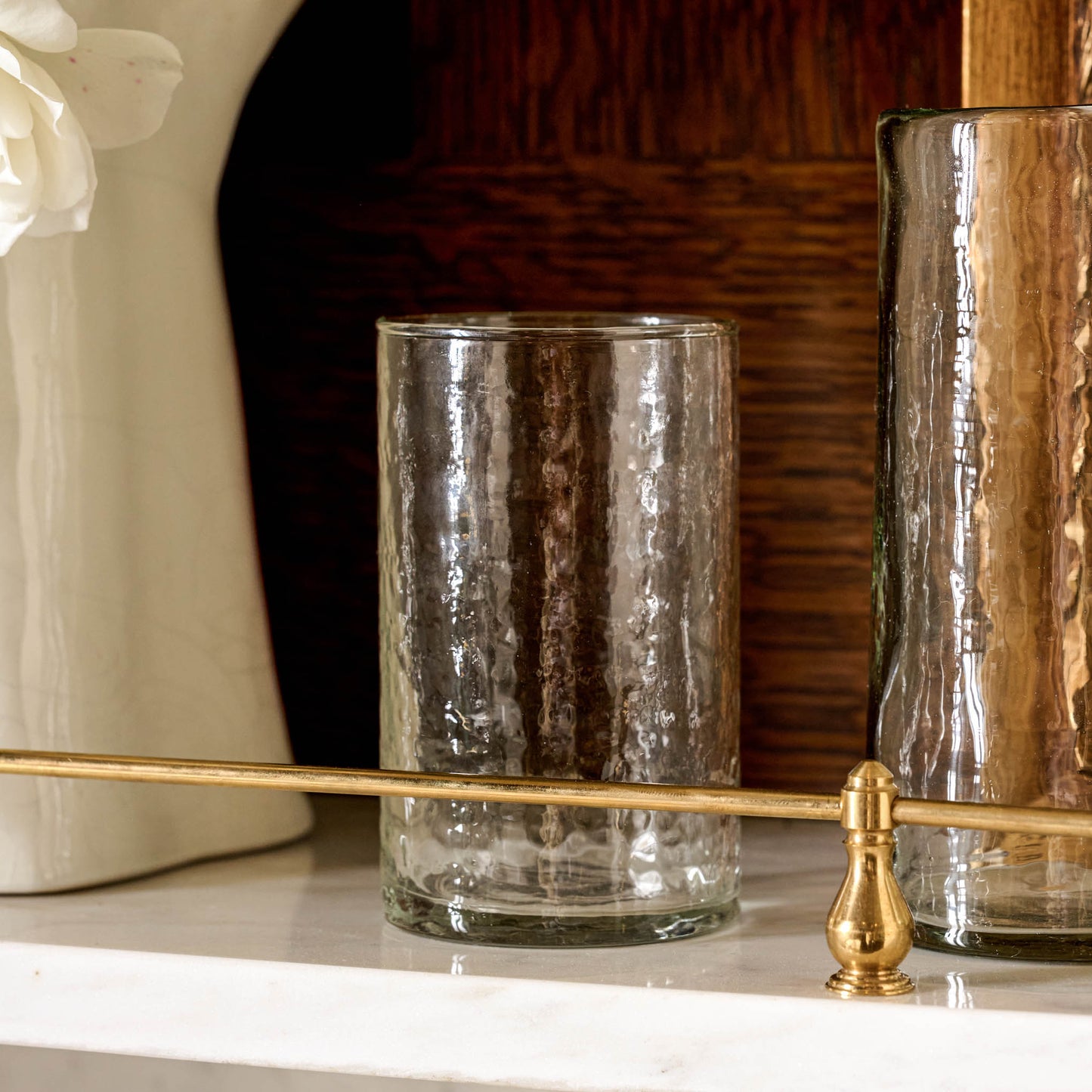 Rustic Glass Tumbler in small size on shelf