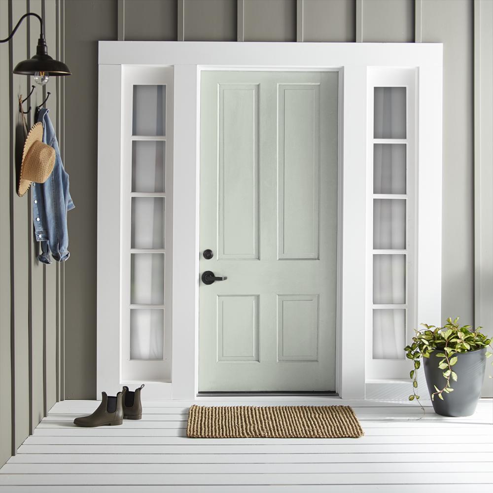Almost white with gray and green undertones exterior paint