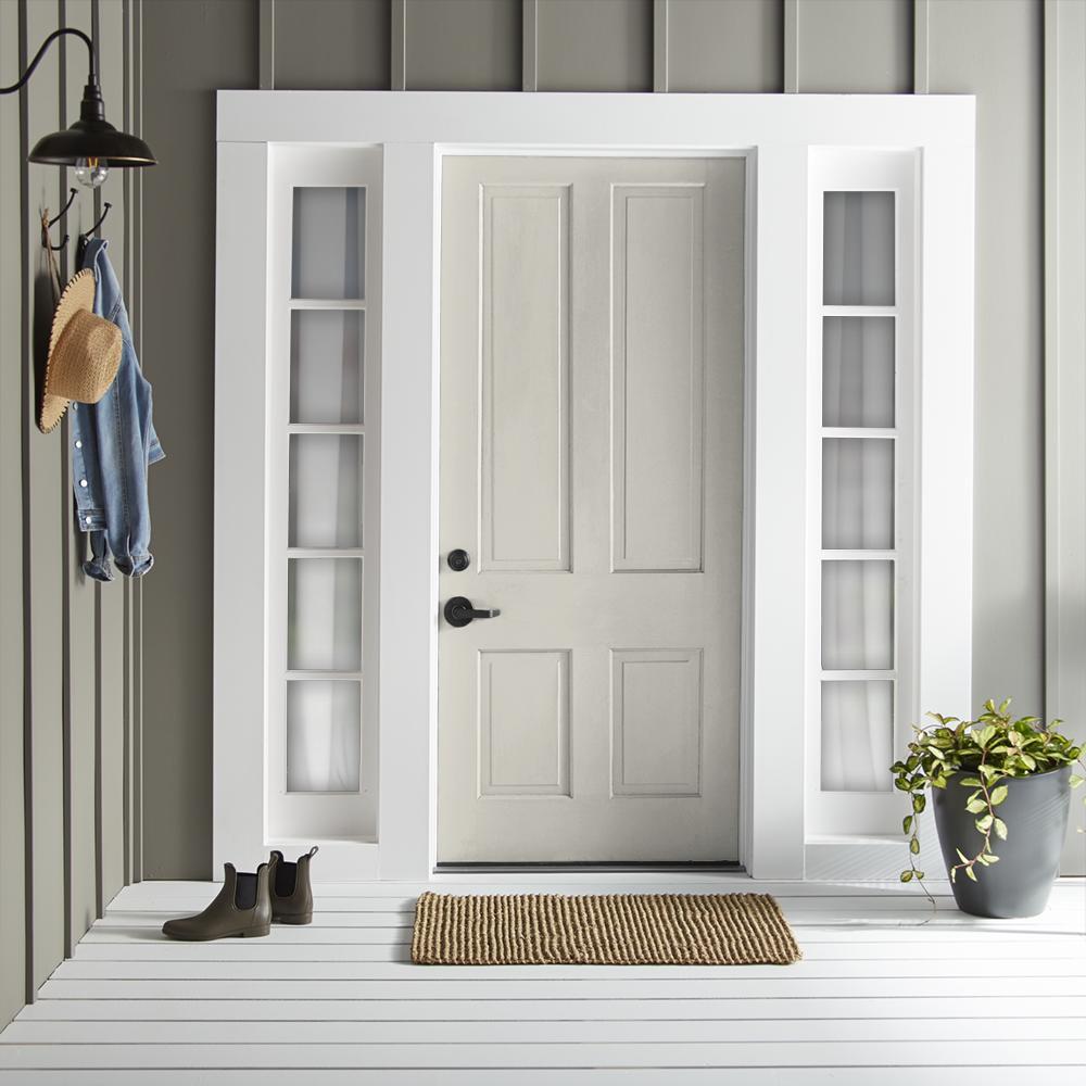 Warm white brushed with warm beige exterior paint