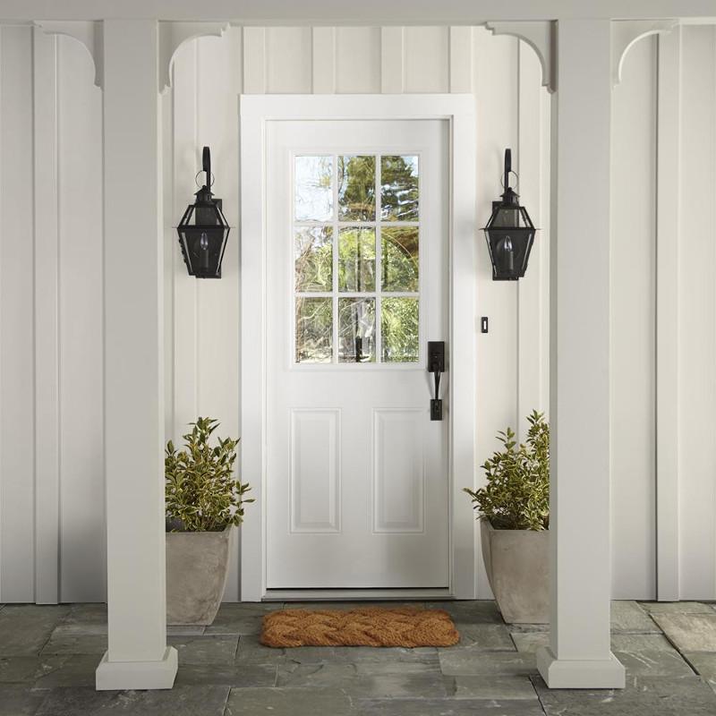 An ivory shade dusted with pink and yellow exterior paint