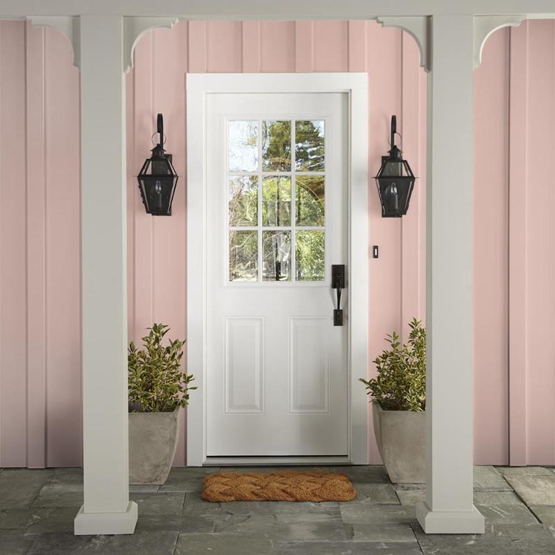 Muted salmon pink exterior paint