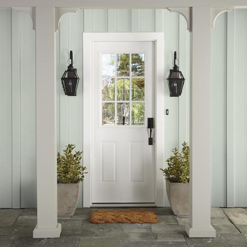 Almost white with gray and green undertones exterior paint