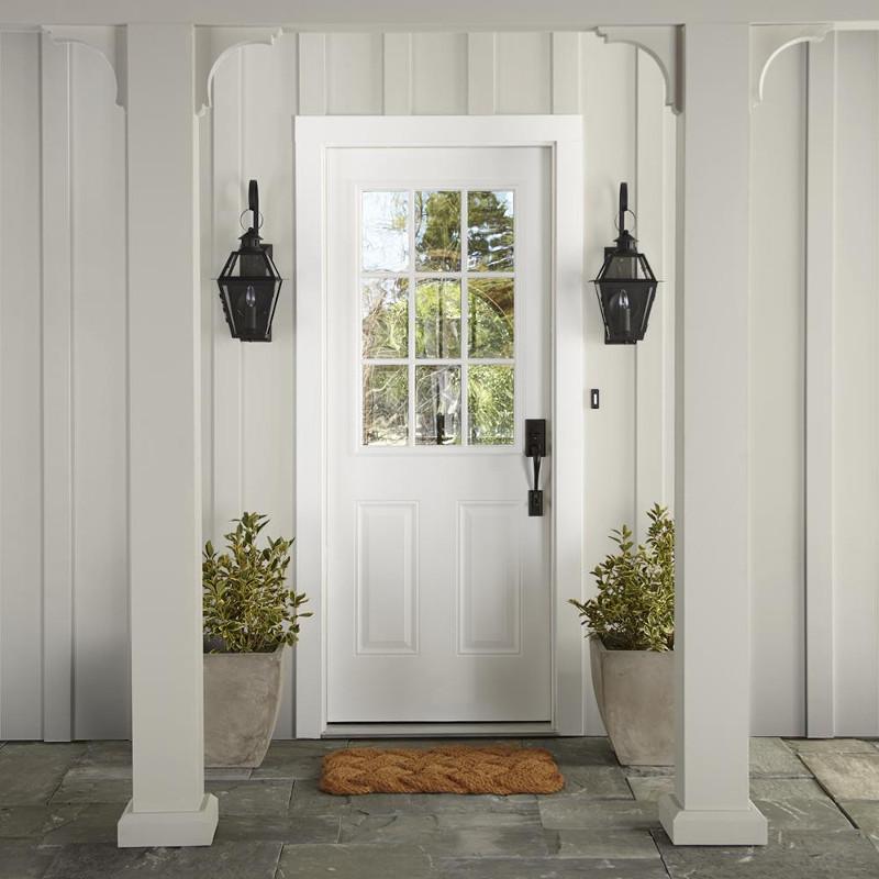 Warm white brushed with warm beige exterior paint