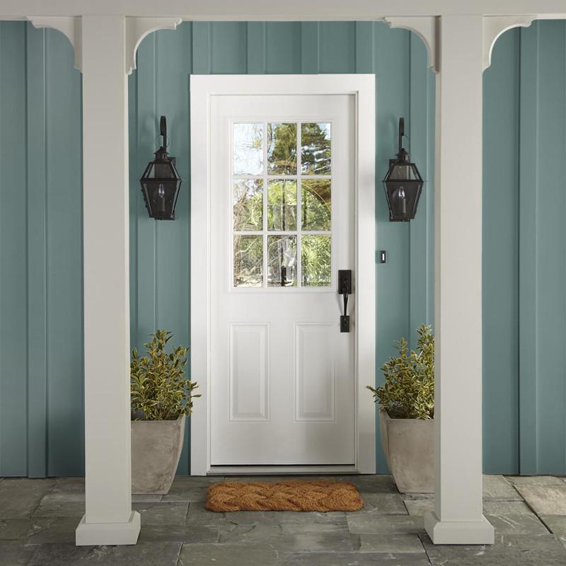 A dark, dusty aqua exterior paint