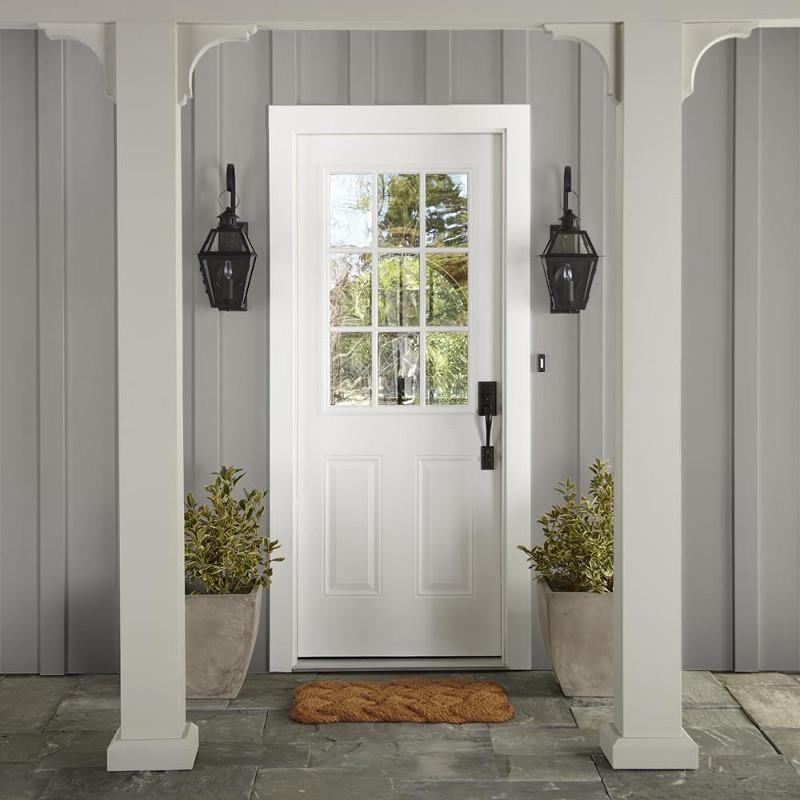 Muted gray with lavender hues exterior paint