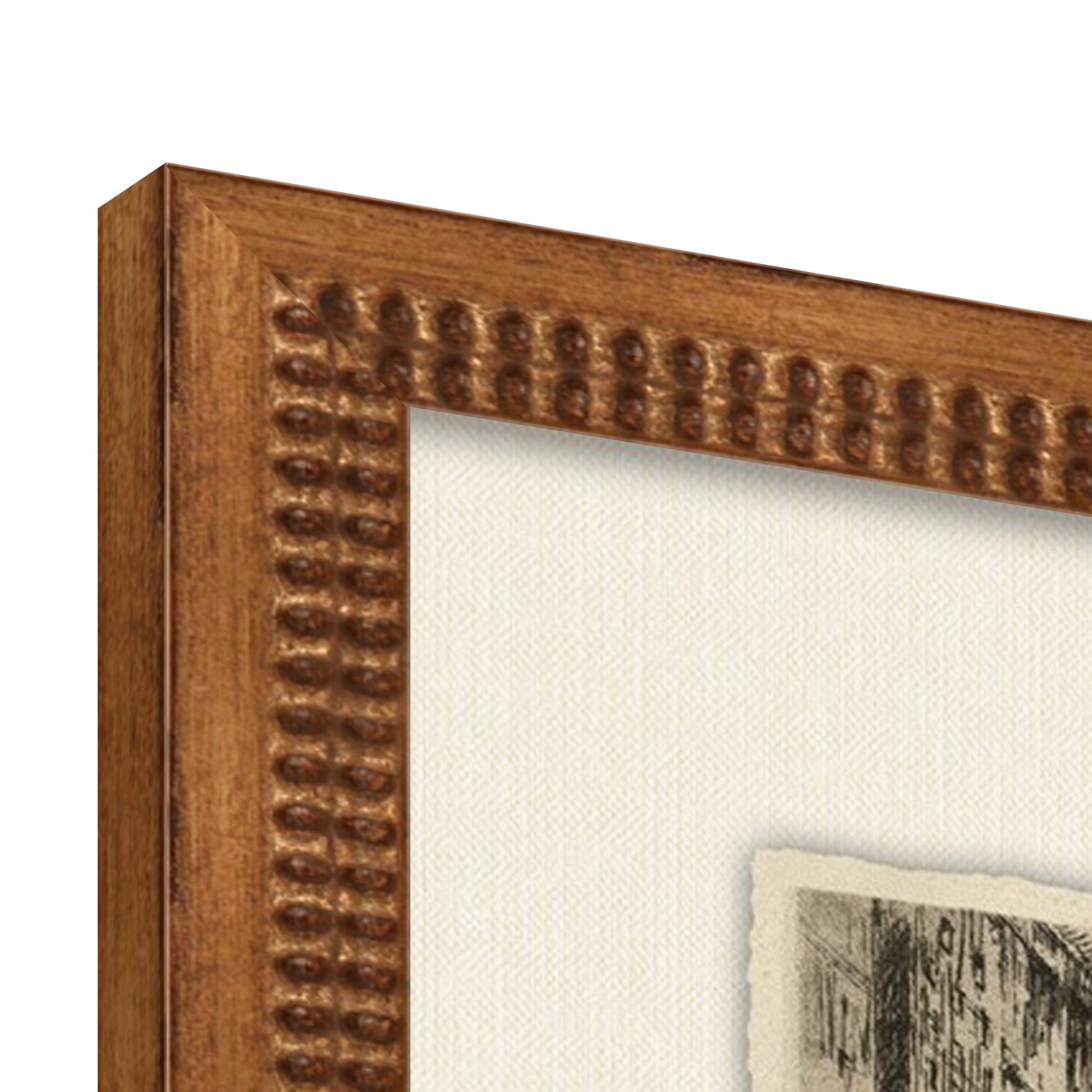sketch of manhattan in wooden frame with textured cream mat