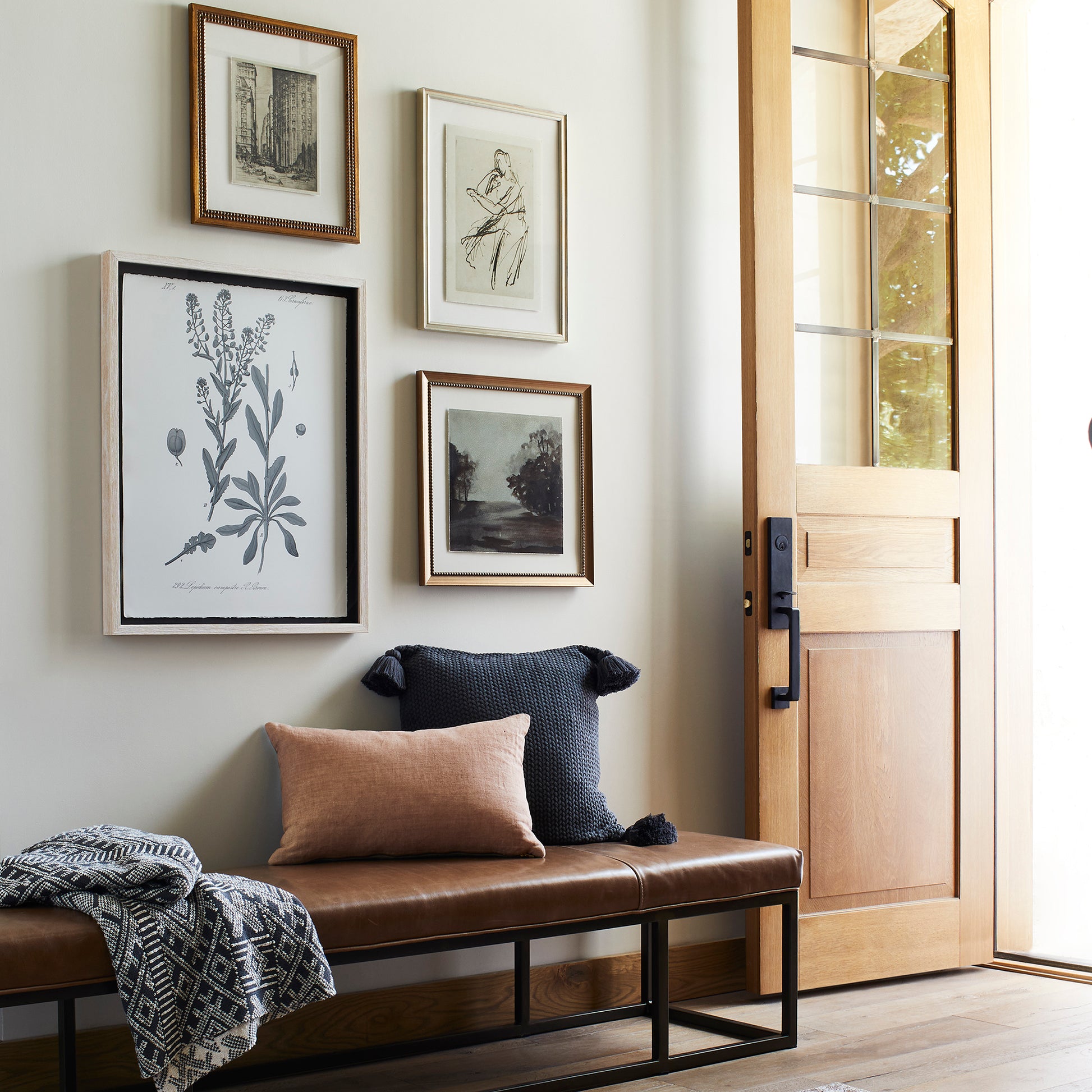 Sketch of Manhattan II among other paintings on a wall