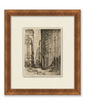 sketch of manhattan in wooden frame with textured cream mat