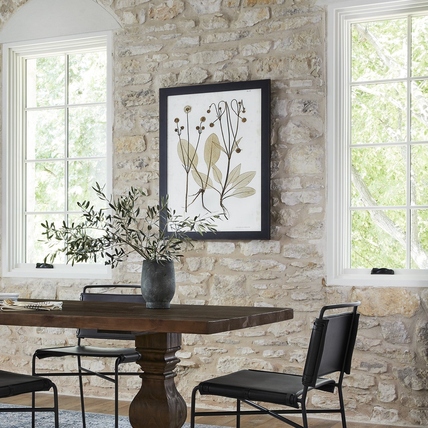 art print of preserved plants in wooden frame