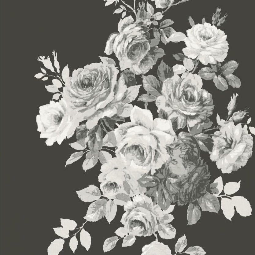 white rose pattern on black wallpaper
