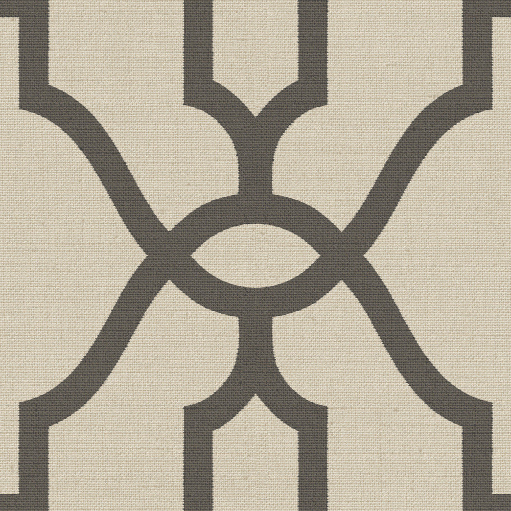 charcoal trellis pattern on cream wallpaper